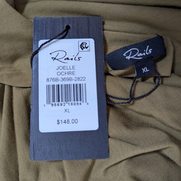 Rails Joelle Jersey Knit Ruched Long Sleeve Top Shirt Ochre Size XL - Picture 4 of 12